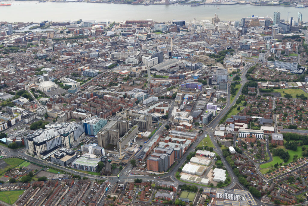 Aerial photograph of The Fabric District in Liverpool